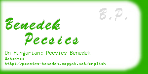 benedek pecsics business card